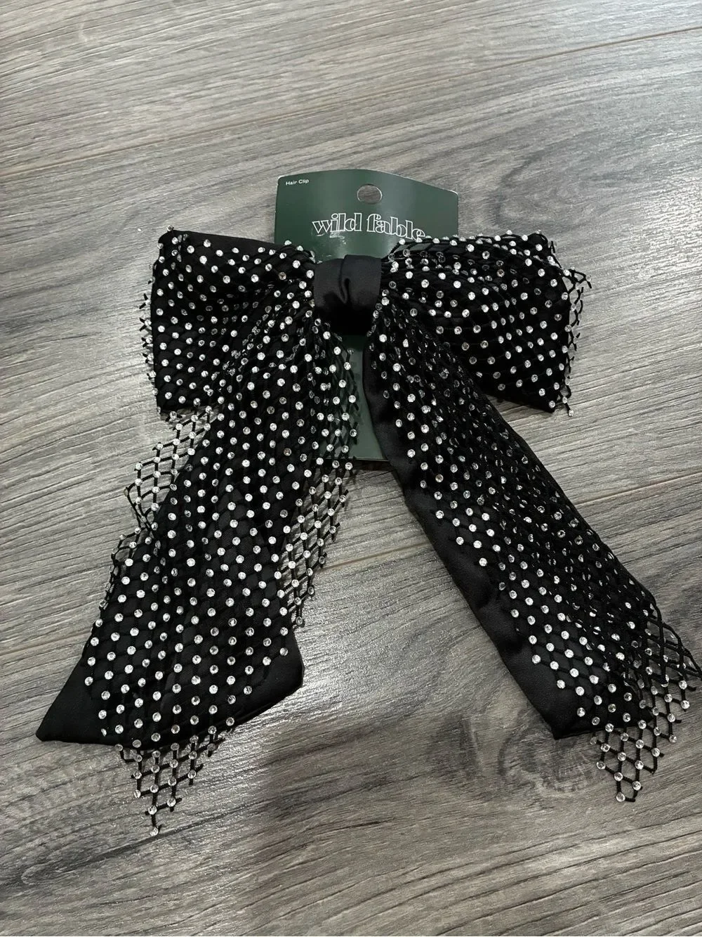 wild fable Black and Red Floral Scarf with Black Decorative Hair Bows